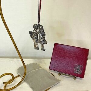 GORHAM Vintage Silver Plate Boy and Girl Christmas Ornament
